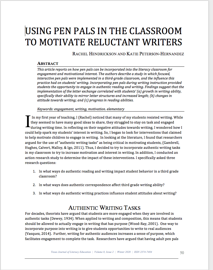 First page of Hendrickson and Peterson-Hernandez article